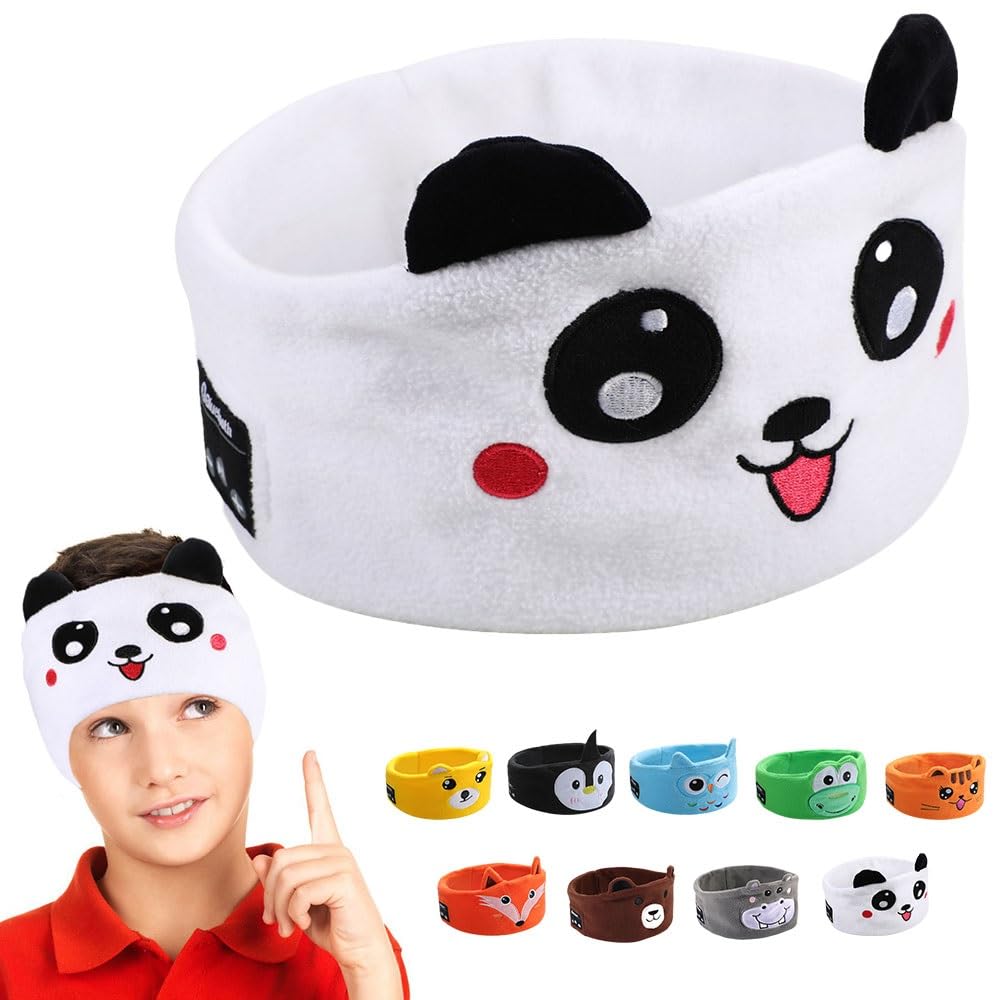 RBFSAH Kids Wireless Headphones, Over Ear Headphones for Children & Toddlers, with Thin Speakers & Super Soft Fleece Headband (Panda)