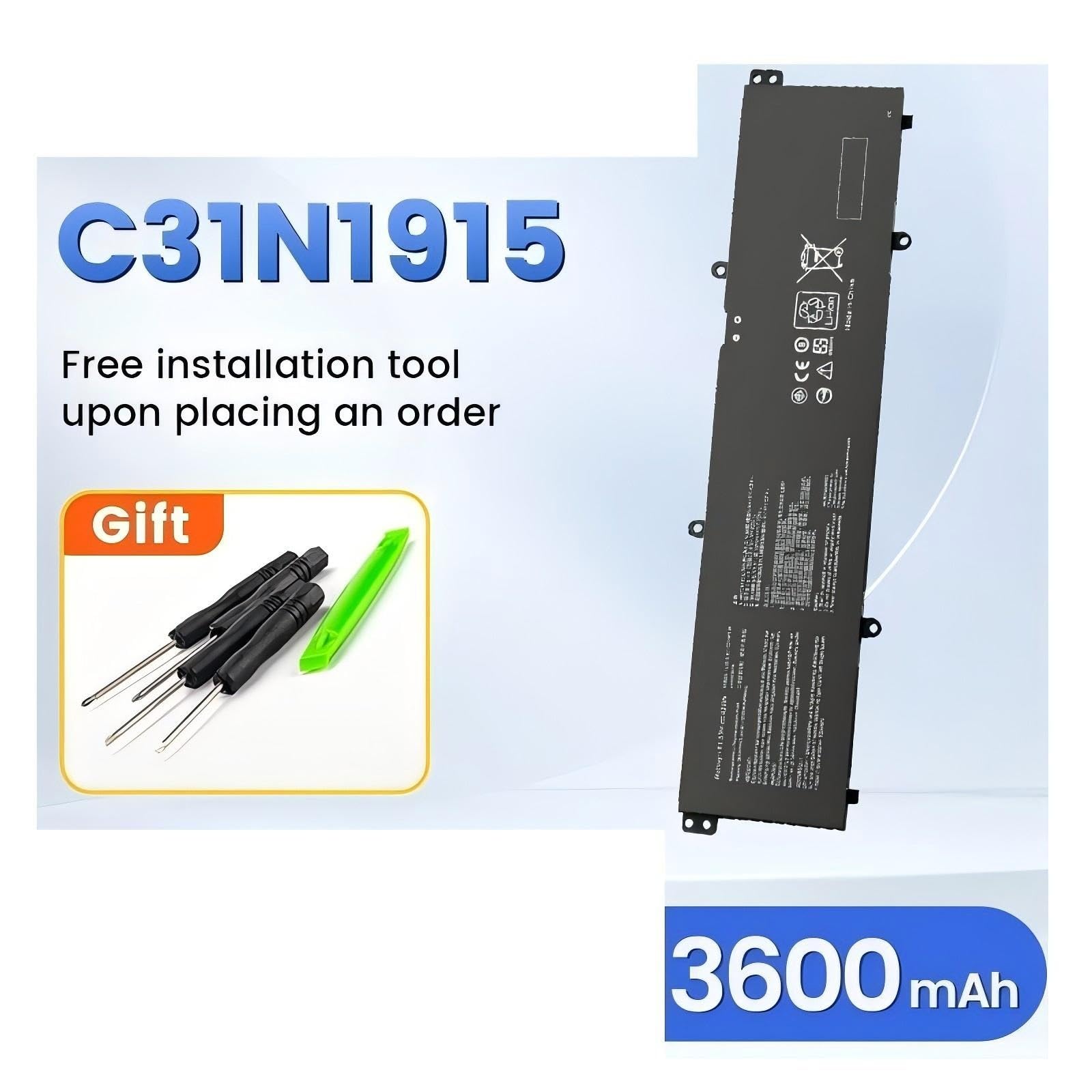 Batteria for laptop B31N1915 C31N1915, compatibile con Asus ExpertBook B1 B1400 B1 B1500 BR1100CKA BR1100FKA BR1100CKA-GJ0100RA 42Wh