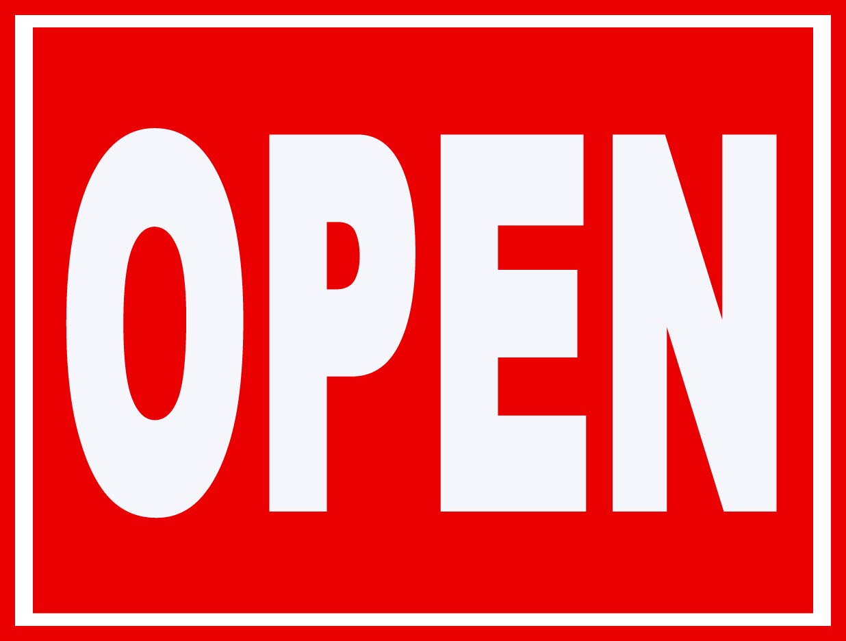 Open Flexible Sign 7.5 x 10.75 in. White on Red