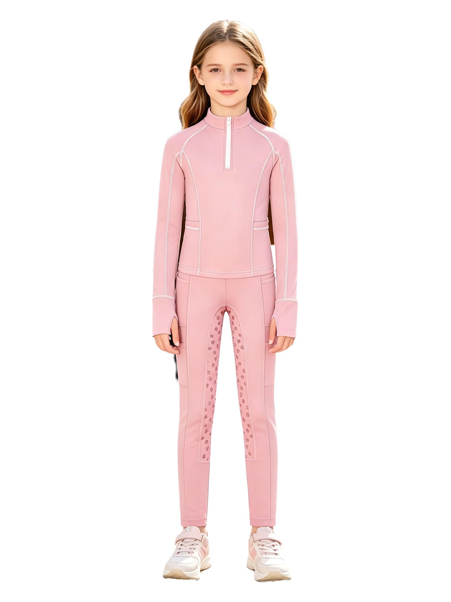 iiniim Completo Sportivo Bambina Completo Palestra Bambina Anni Leggings L'Equitazione Abbigliamento Equitazione Bambine Fitness Rosa 11-12 anni