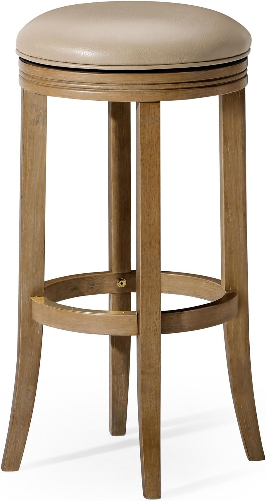 Maven Lane Eva Bar Stool in Weathered Oak Finish with Avanti Bone Vegan Leather