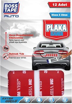 Boss Tape Plaka Yapistirma Bandi, 3 m, Kirmizi
