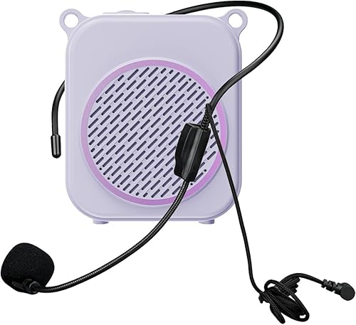 Alomejor Voice Amplifier with Headset Microphone,Portable Amplifier,Suitable for Teacher,Outdoor Activities,Tour Guide, Speaker (Purple)