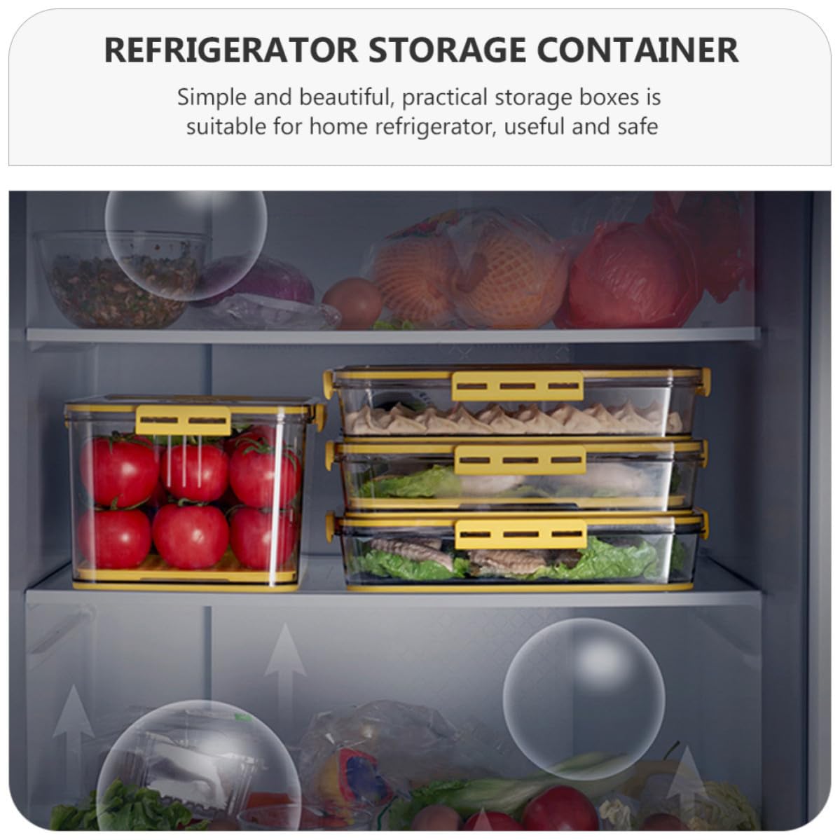 Caja de Almacenamiento para Refrigerador de Pet con Tapa, Práctica para Conservar Frutas y Alimentos Frescos Frigorífico del Hogar