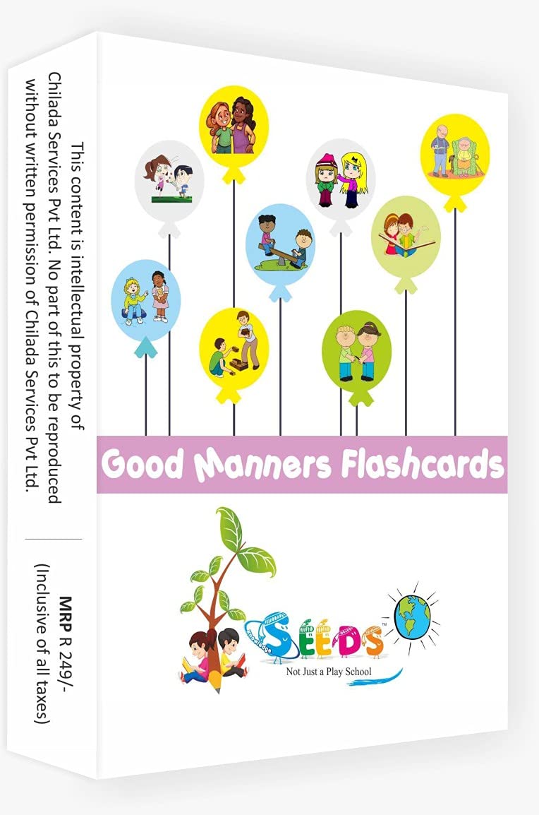 Playwayshop | Good Manners Flash Cards for Kids | Action Learning Cards | 30 Laminated & Reusable Cards | Childhood Education | 1-6 Years