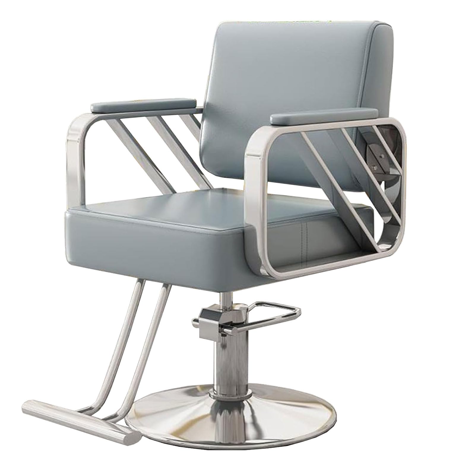 Generico Fotel do salonu z pompą hydrauliczną Szary - Obracany o 360°, regulowana wysokość szamponu - elegancka rama w kolorze złotym/srebrnym (kolor: szary, dostępny: niebieski, srebrny)