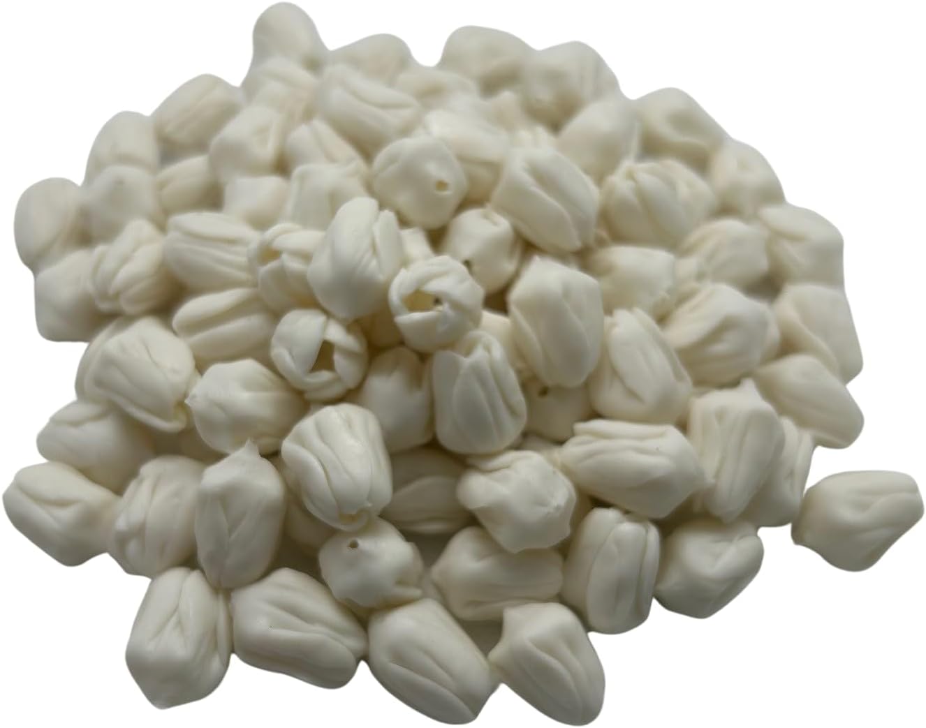100 PCS White Jasmine Buds No Stem Pikake Clay Beads for Jewelry Making DIY Craft Supplies
