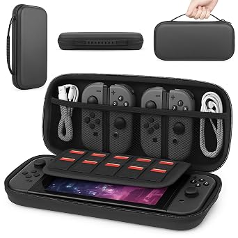 YWEAUIV Nintendo Switch Carrying Case, Hard Shell Travel Case with 10 Slots