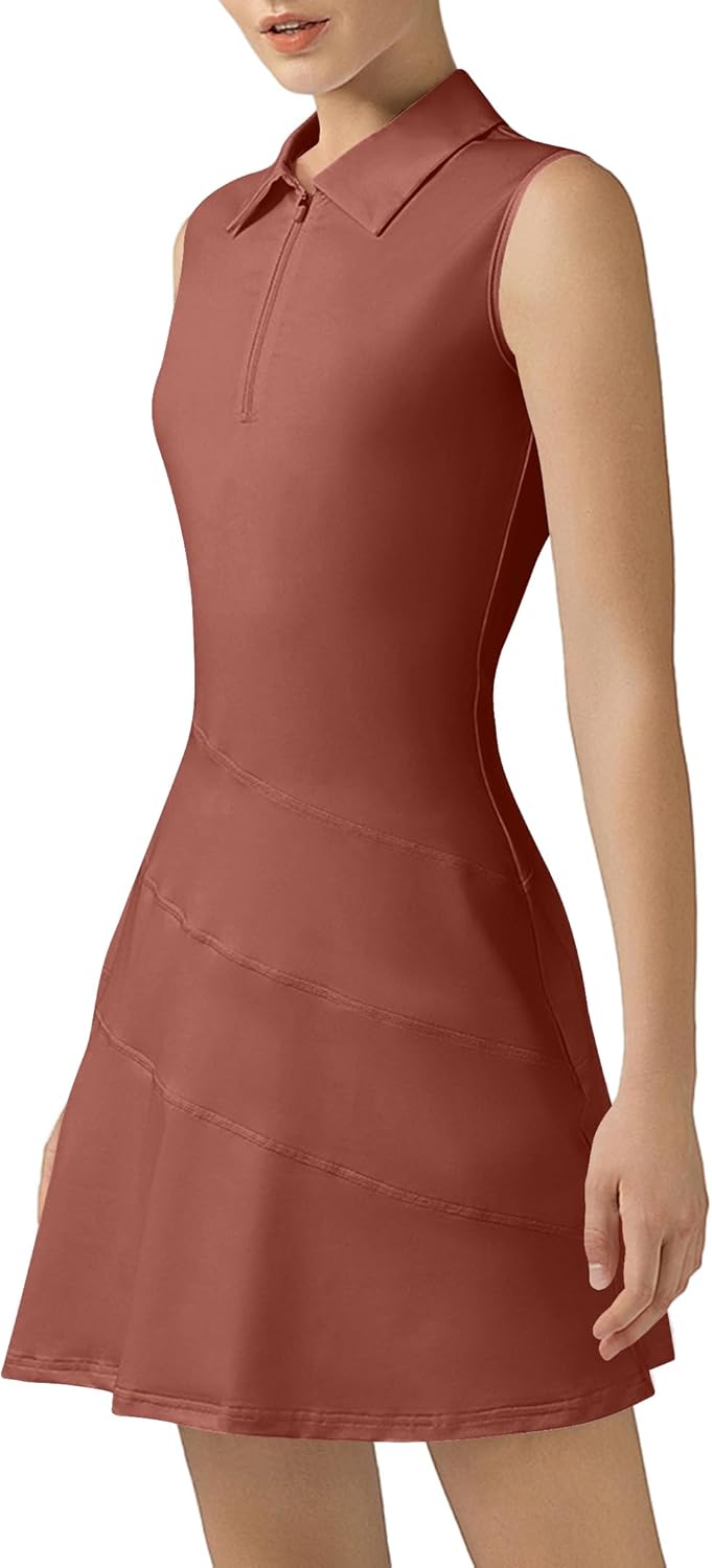 Athletic Dress for Women Golf Tennis Dresses with Separate Shorts for Sleeveless Workout Dresses