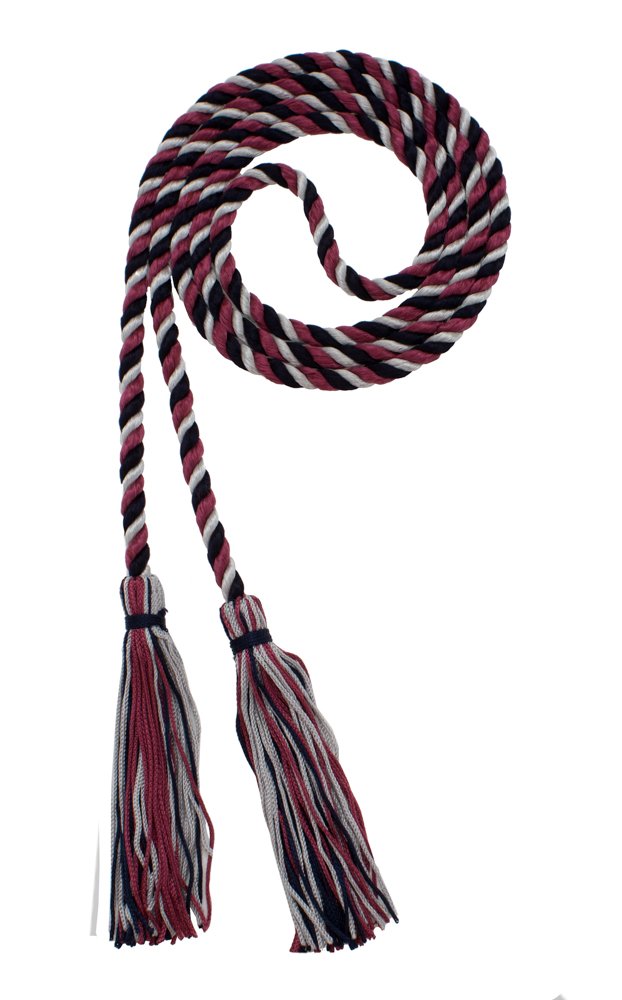 Tassel Depot Graduation Honor Cord - Navy/Maroon/Gray - Every School Color Available - Made In Usa