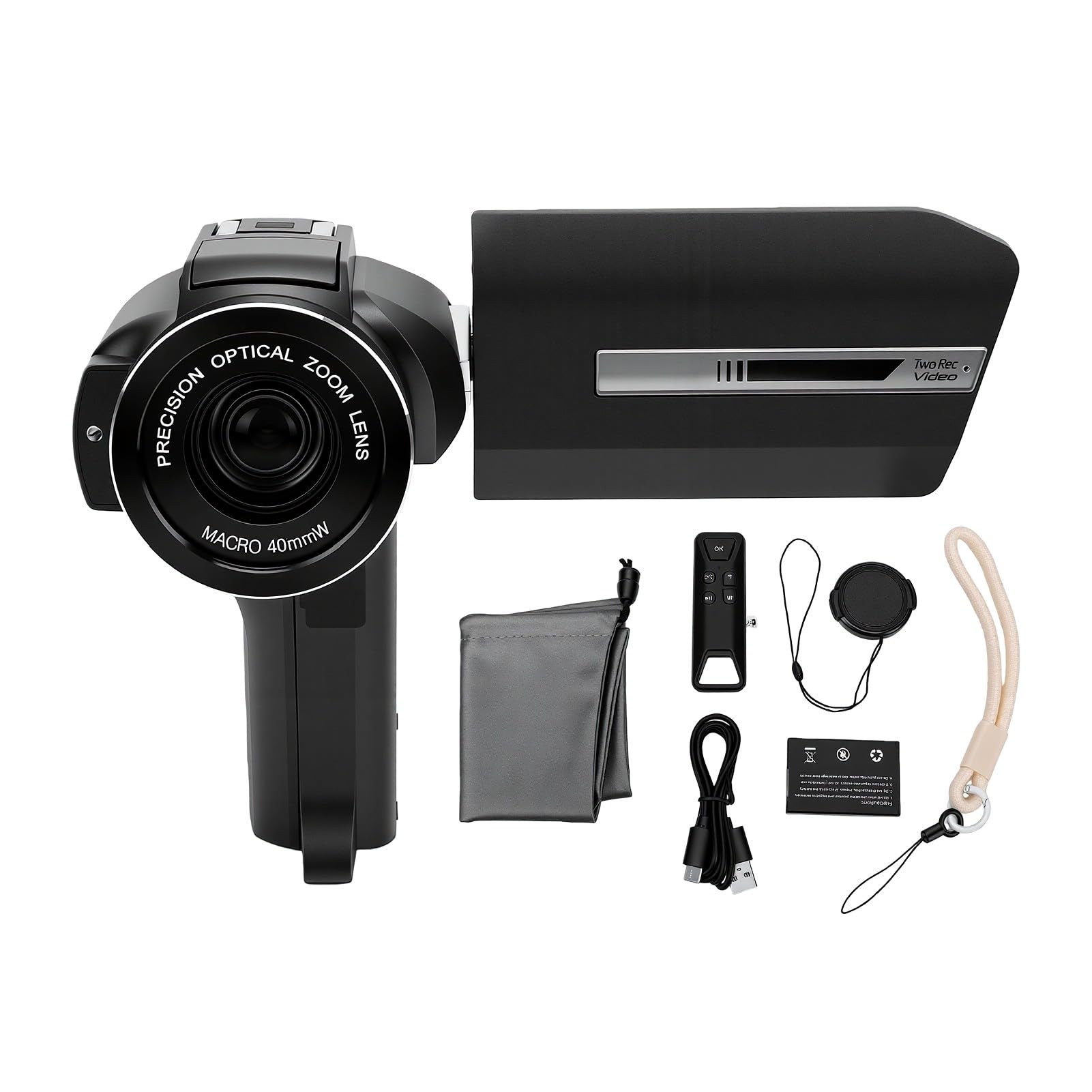 Tangxi Videocamera 8K, Videoregistratore HD da 75 MP Videocamere per WiFi con Schermo Ruotabile a Doppia Lente, Zoom Digitale 8X e Ottico 5X, per la Fotografia
