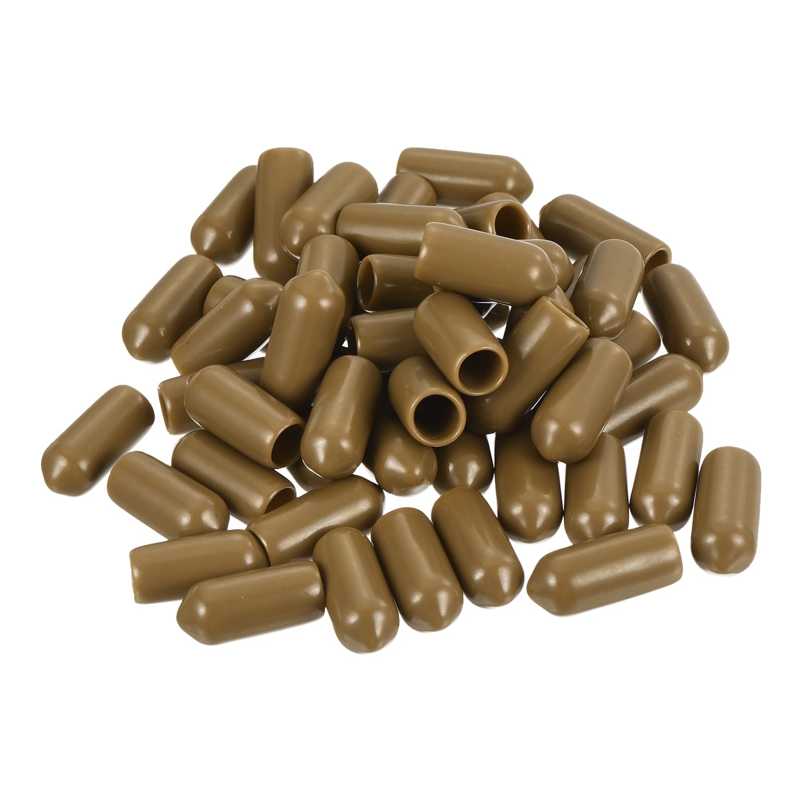 uxcell 100pcs Rubber End Caps 6mm(1/4") ID Vinyl PVC Round Tube Bolt Cap Cover Screw Thread Protectors Light Brown