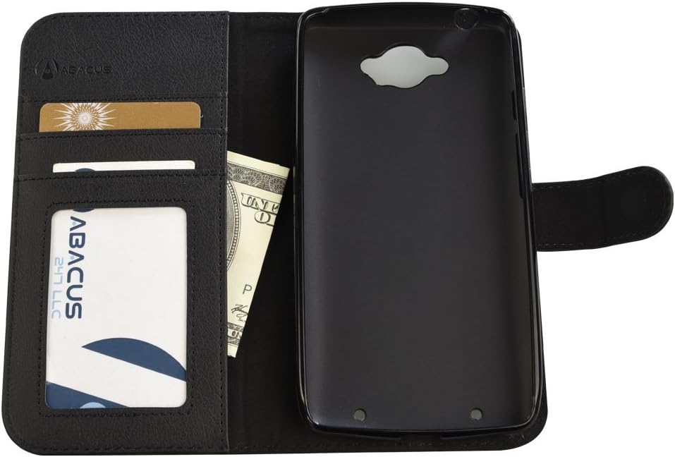 Droid Turbo Case, Abacus24-7 Wallet with Flip Cover and Stand, Black