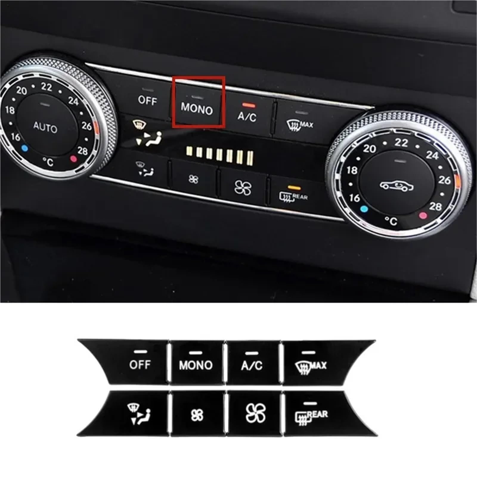 Etichette pulsanti auto Compatibile Con Benz Per C Class W204 2007-2014 Adesivo Per Pulsante Aria Condizionata Consolle Centrale Per Auto Accessori Per Interni Auto(MONO)