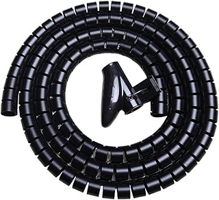 أنبوب حلزوني مرن وقابل للتوسيع لتنظيم وتجميع الأسلاك وإدارة الكابلات بطول 2.9 م وقطر 2.2 سم