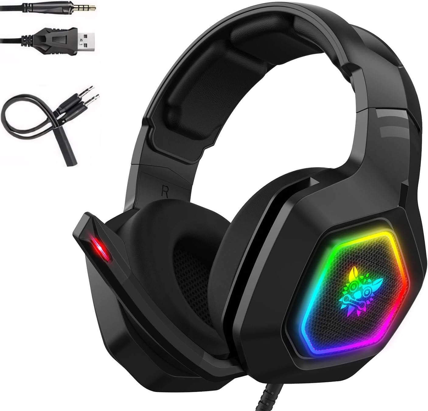 K10 Gaming Headset 7.1 Surround Sound Professional Noise Canceling Headset with Mic and RGB LED Light