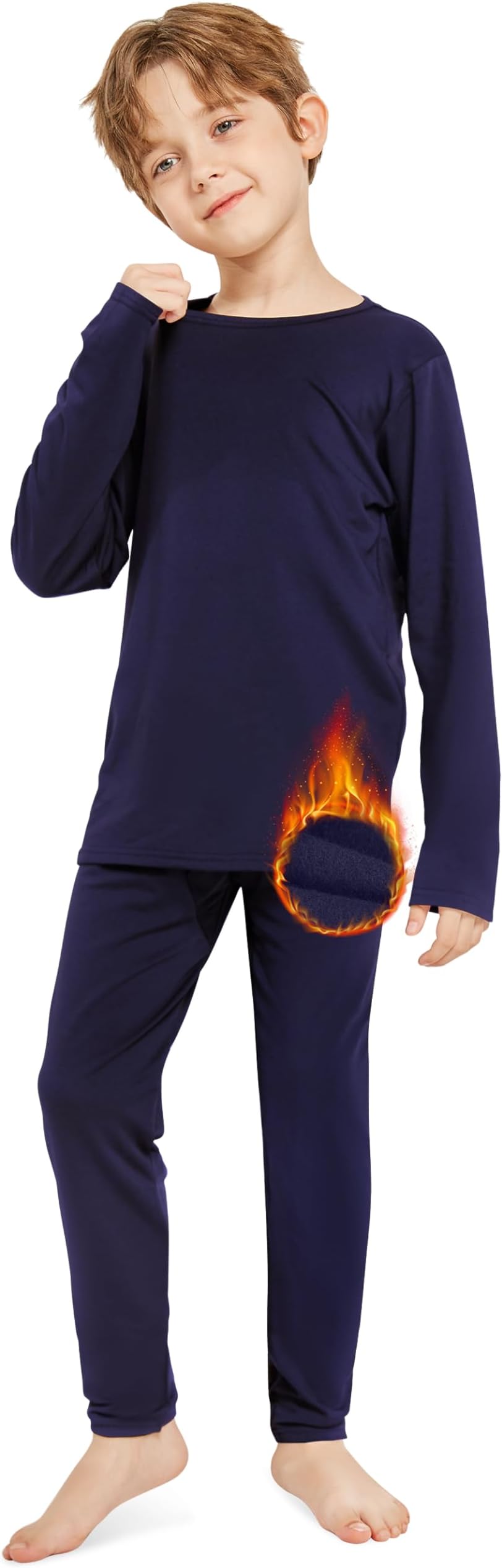 Resinta Kids Boys Thermal Underwear Set - Fleece Lined Base Layers Top & Bottom Toddler Long Johns for Cold Winter