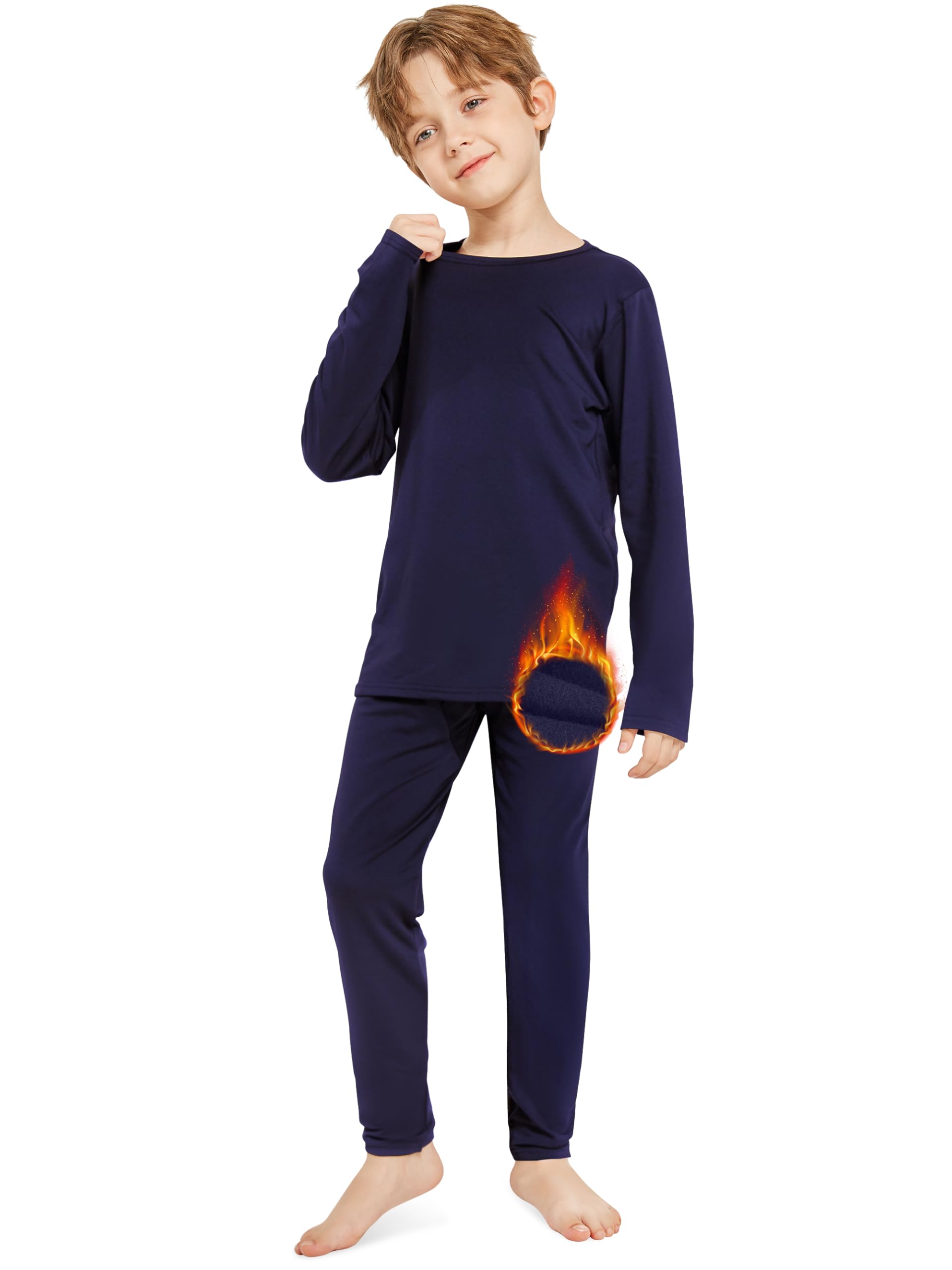 ResintaKids Boys Thermal Underwear Set - Fleece Lined Base Layers Top & Bottom Toddler Long Johns for Cold WinterGlobal Recycled StandardGlobal Recycled StandardGlobal Recycled Standard