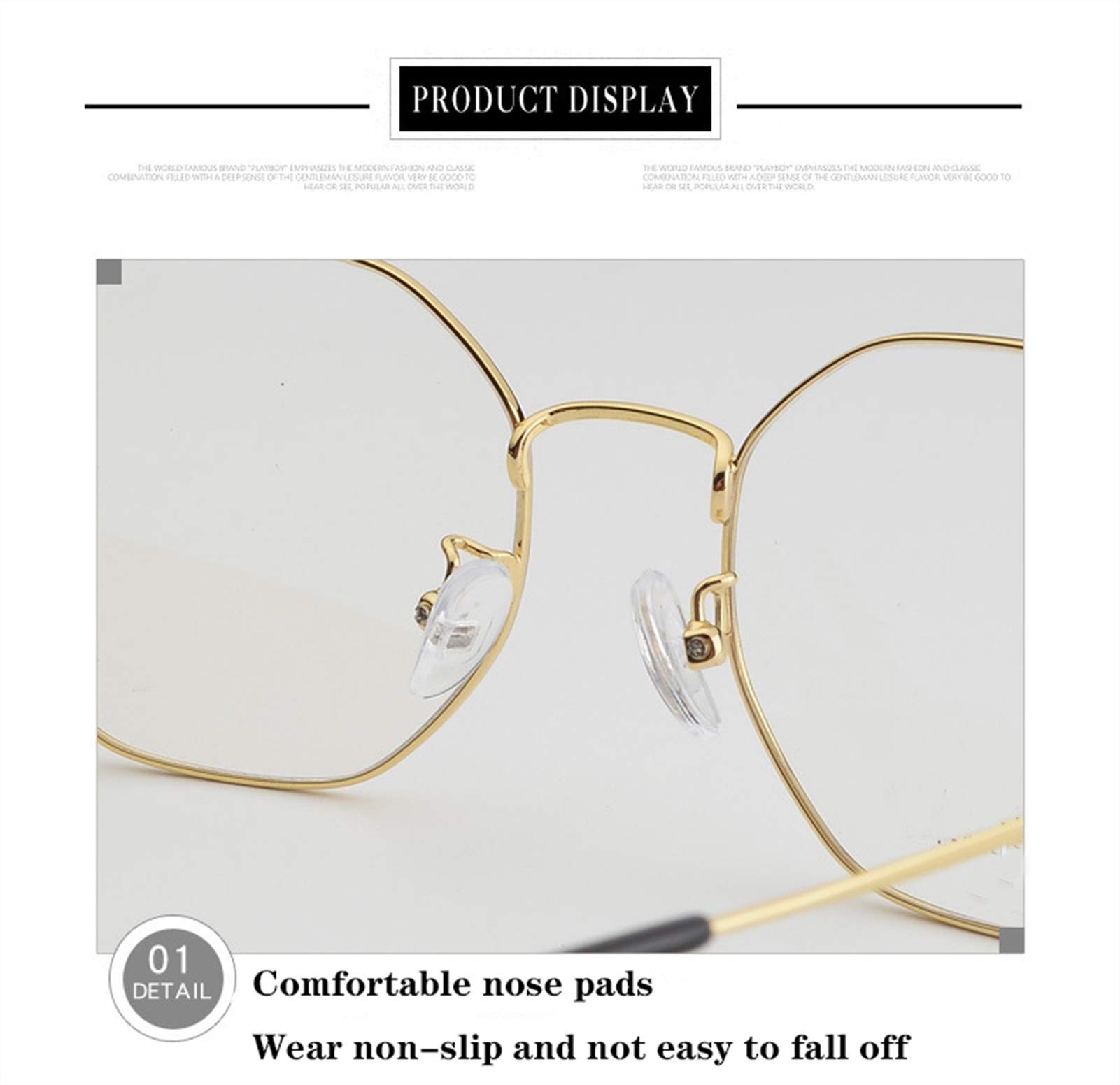 Blaulichtfilter Brille Polygon Brillengestell Aus Reinem Titan for Damen Strahlenschutzbrille Weibliche Runde Gesichtsbrille Anti-blaues Licht Und Flaches Licht Ideal for Spiele, Computer Und Lesen