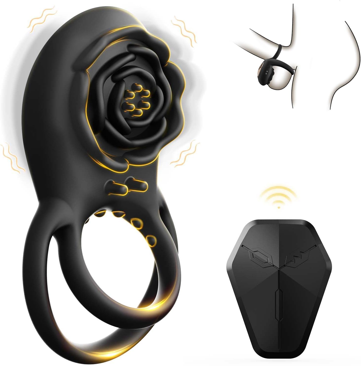 Anillo Pene Vibrador Con Rosa Estimulador Clitorial Erótico Juguetes 