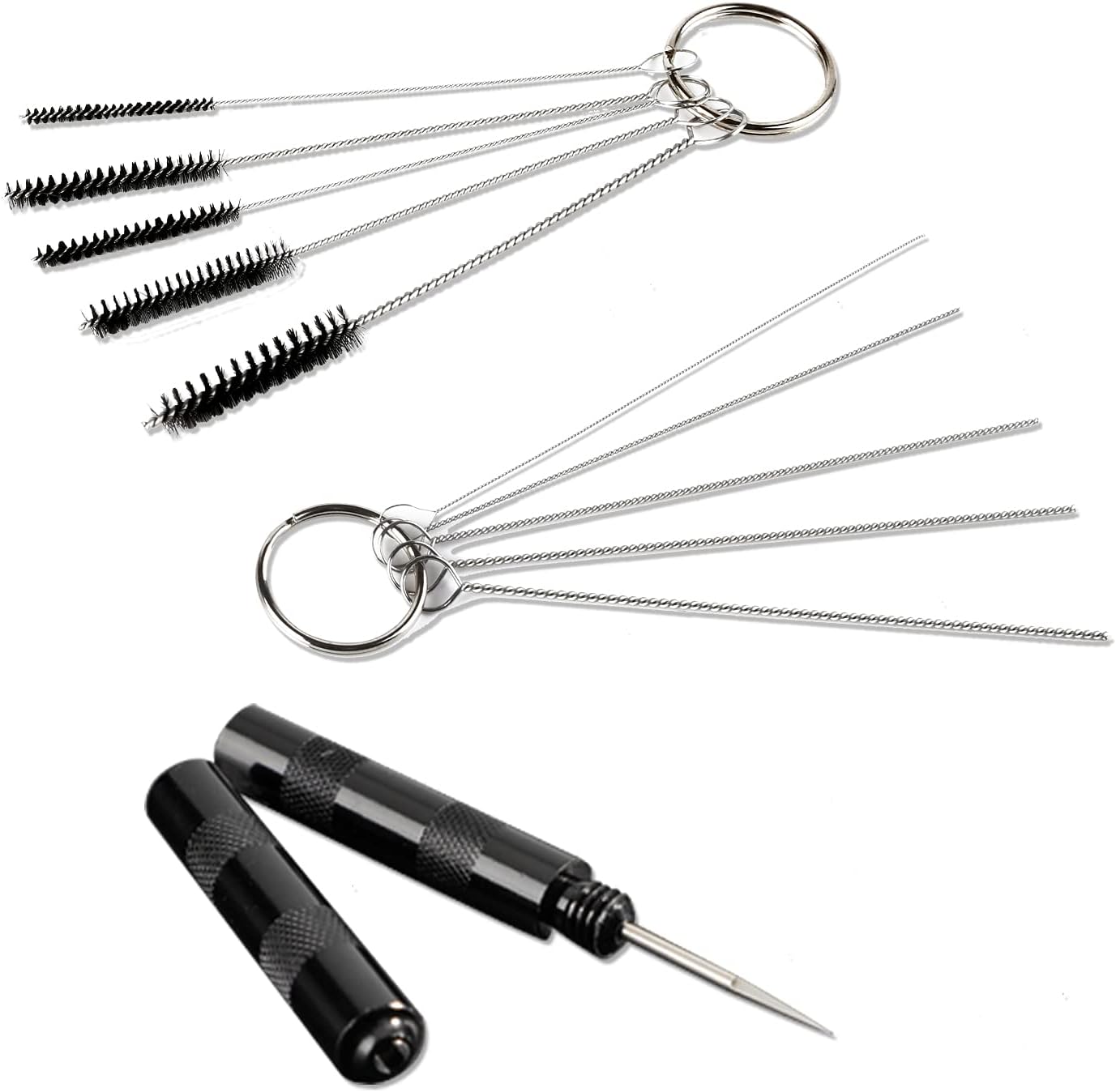 Airbrush Painting Cleaning Tools Kit, Air Brush Accessories Spray Gun Cleaner Wash Needle with Nozzle Spanner Wrench and Stainless Steel Brushes Set