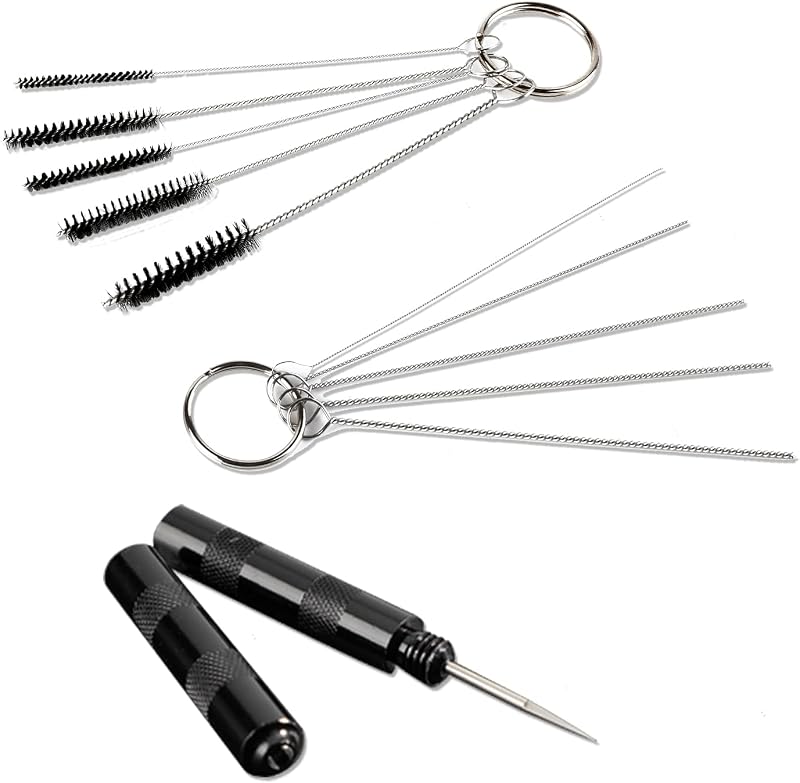 Airbrush Painting Cleaning Tools Kit, Air Brush Accessories Spray Gun Cleaner Wash Needle with Nozzle Spanner Wrench and Stainless Steel Brushes Set