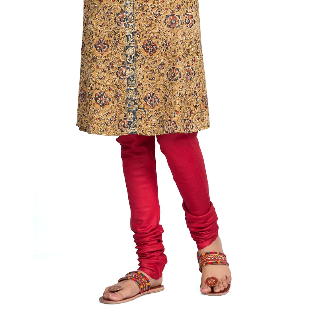 Fabindia Women's Silk Blend Churidar (1014199Red_Red