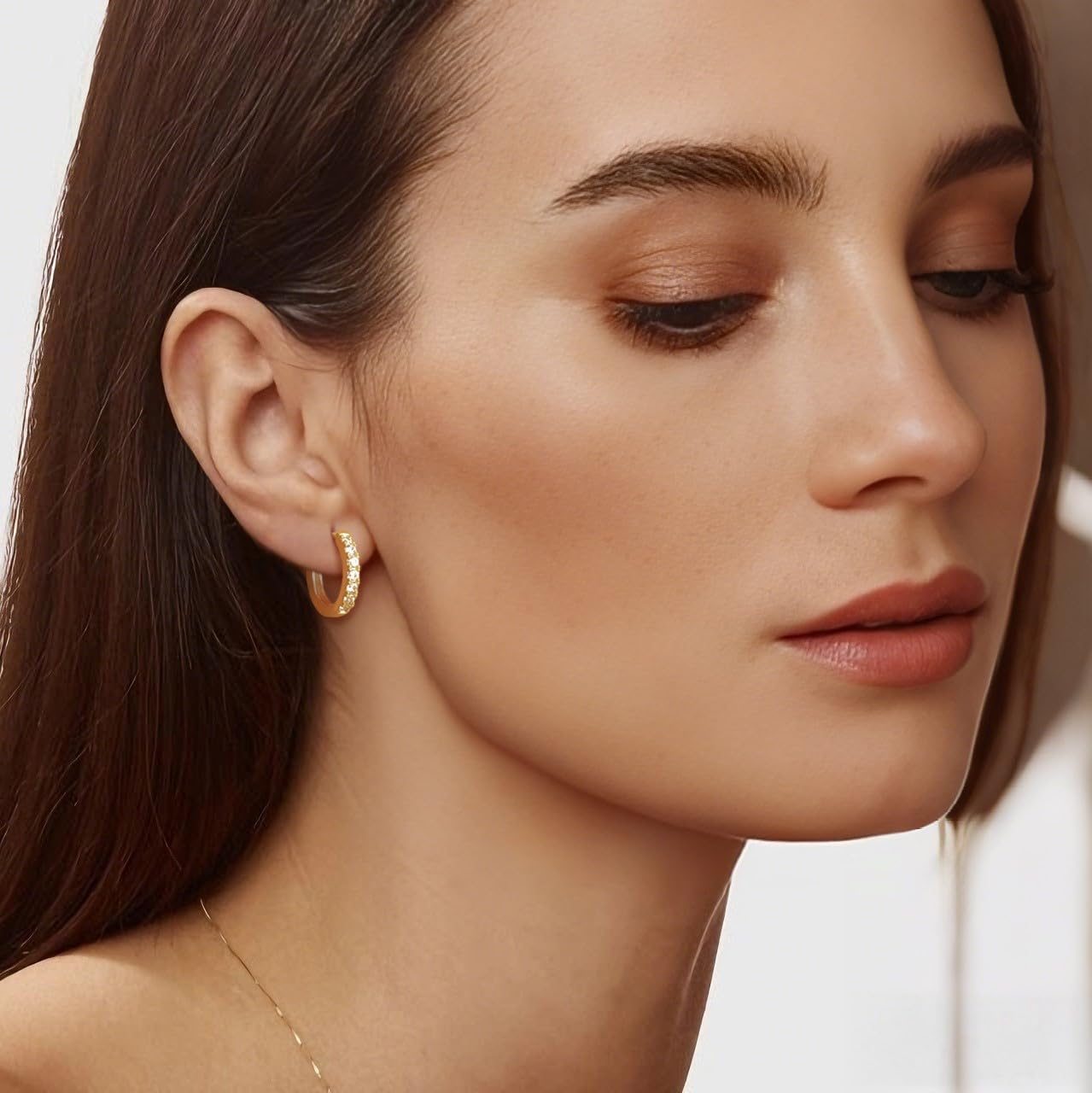 Gold Hoop Earrings 14K Gold Earrings for Women 14K Gold Hoop Earring for Women Hoops Classic Round Silhouette with Cubic Zirconia Hoops Earring for Womens 12/14/16/20/25/30mm