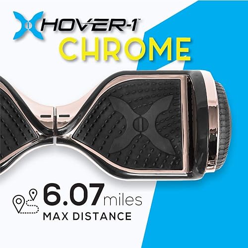 Miniatura 10 de Hover-1 - Patineta eléctrica de autoequilibrio cromada con velocidad máxima de 6MPH, autonomía de 9.6 km, carga completa de 4.5 horas, altavoz