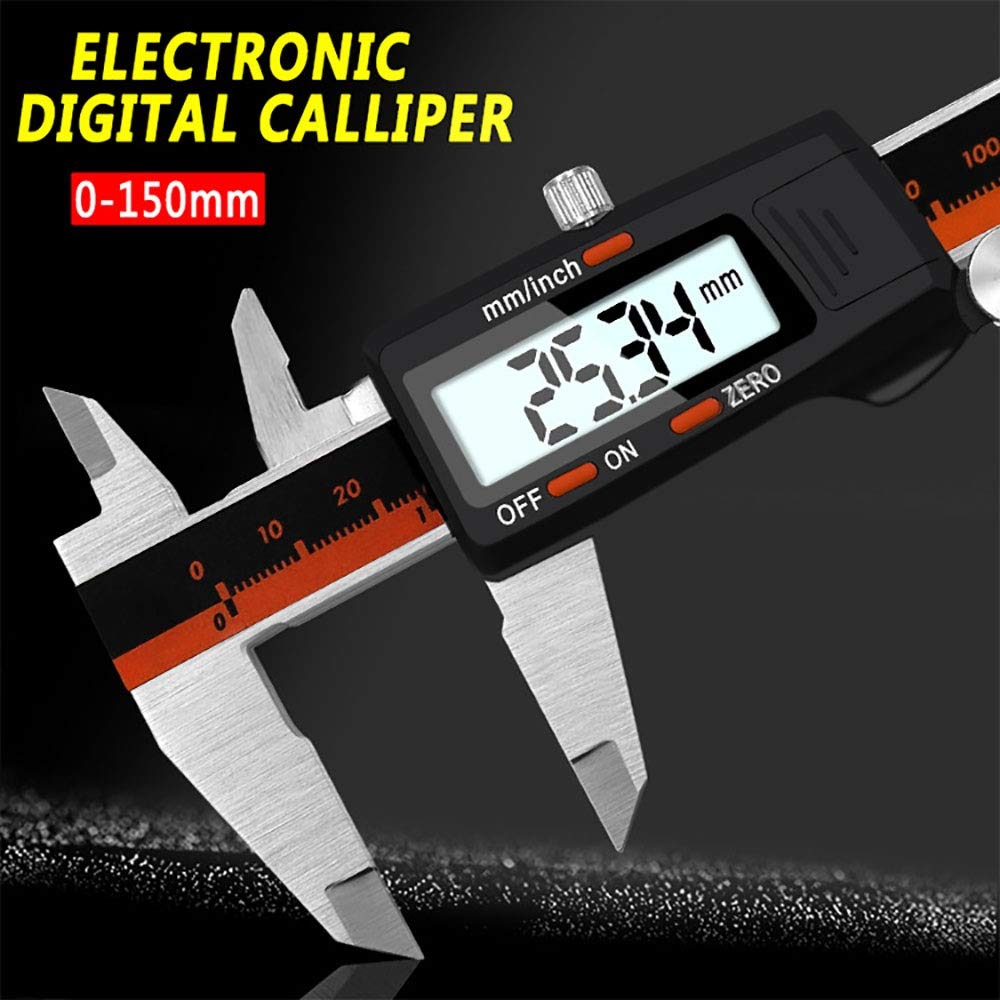 Calibradores Vernier Medidor Calibrador Digital Pantalla Digital Regla electrónica de Acero Inoxidable de Alta precisión Calibradores Digitales (Plata, 150 mm), Calibradores (Plata 150 mm)
