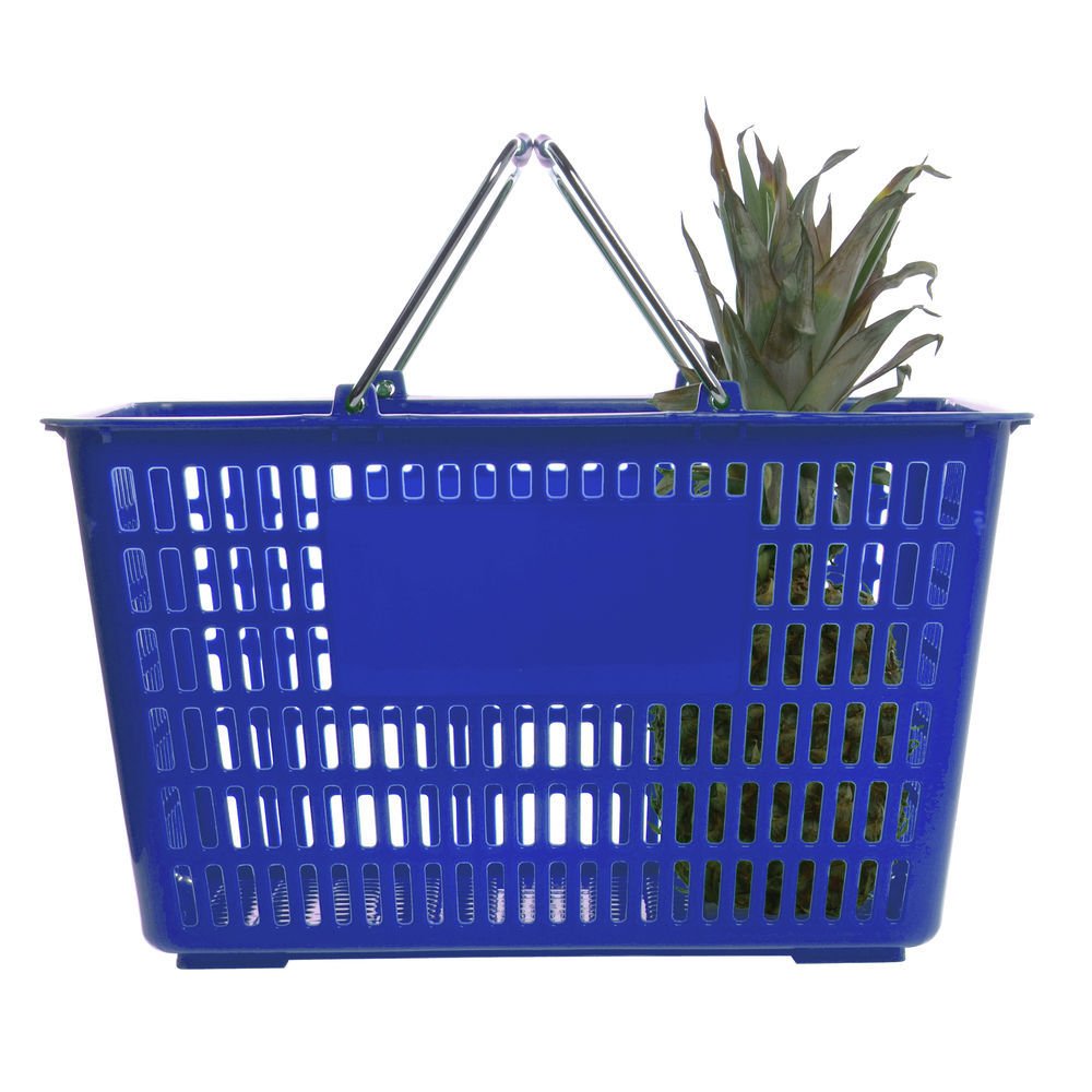 HUBERT Blue Plastic Shopping Basket 30 Liter 18 3/4"L x