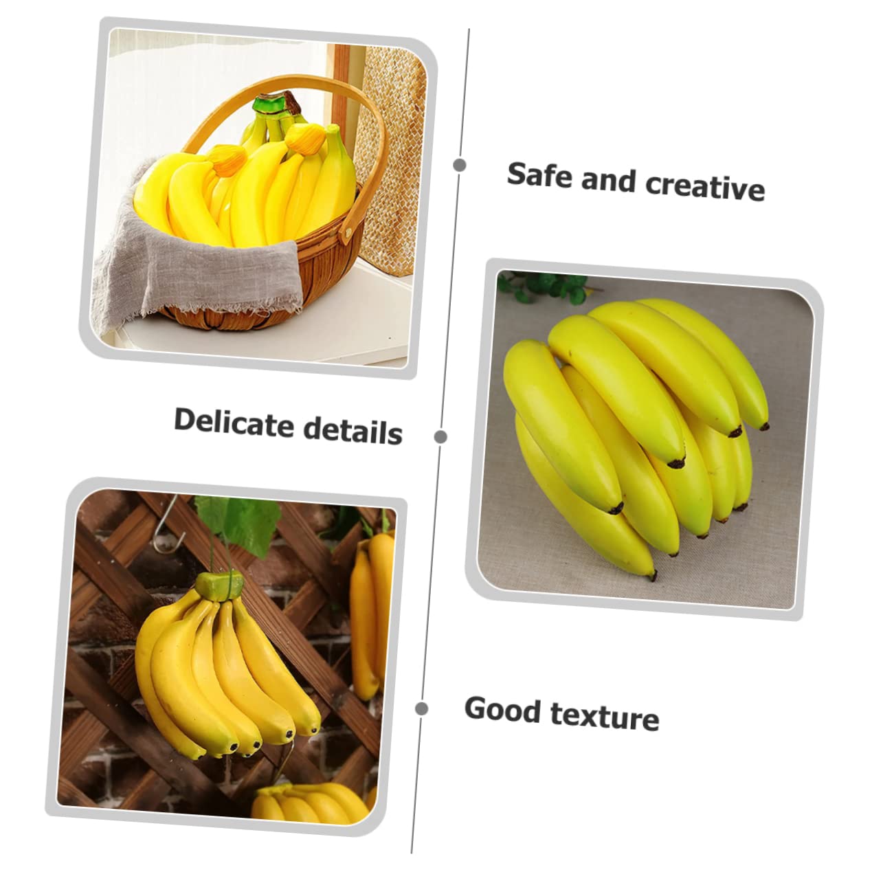 Zerodeko 3 Mazzi Di Banane Artificiali Banane Finte in Schiuma Per Esposizione Ristorante Di Frutta Realistico