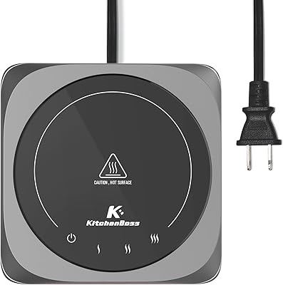 KitchenBoss Smart Coffee Mug Warmer: Coffee Cup Warmer for Desk with 3 Temperature Setting, Coffee Cup Warmer Candle Warmer with Auto Shut Off Beverage Heating Plate