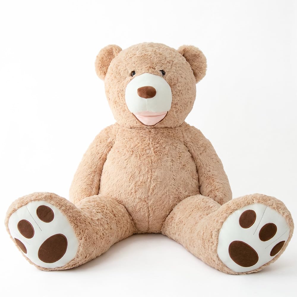 MKS XXL Teddybär 160 cm mit waschbarem Bezug & Reißverschluss – großer riesen teddybär aus weichem Polyester, XXL Kuscheltier als Deko & Geschenkidee, großer teddybär für Zuhause.