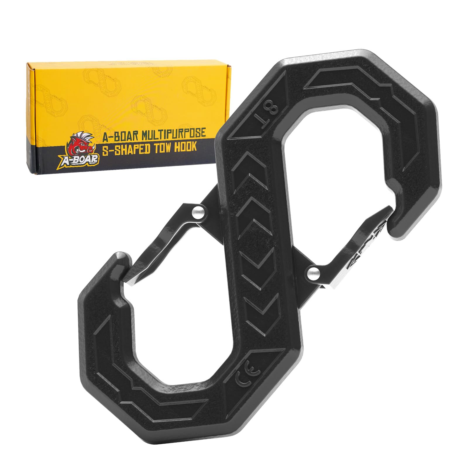 3/8" Tow Hook, S-Shaped Winch Hook, 33,000lbs Breaking Strength, G80 Heavy Duty Forged Steel, Fast Connect Winch Shackle Towing Hook for Trucks, SUVs, ATVs, Trailers, Black