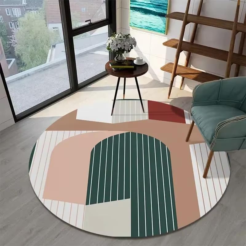 Tapis de sol circulaire lavable style Ins avec envers antidérapant 80cm