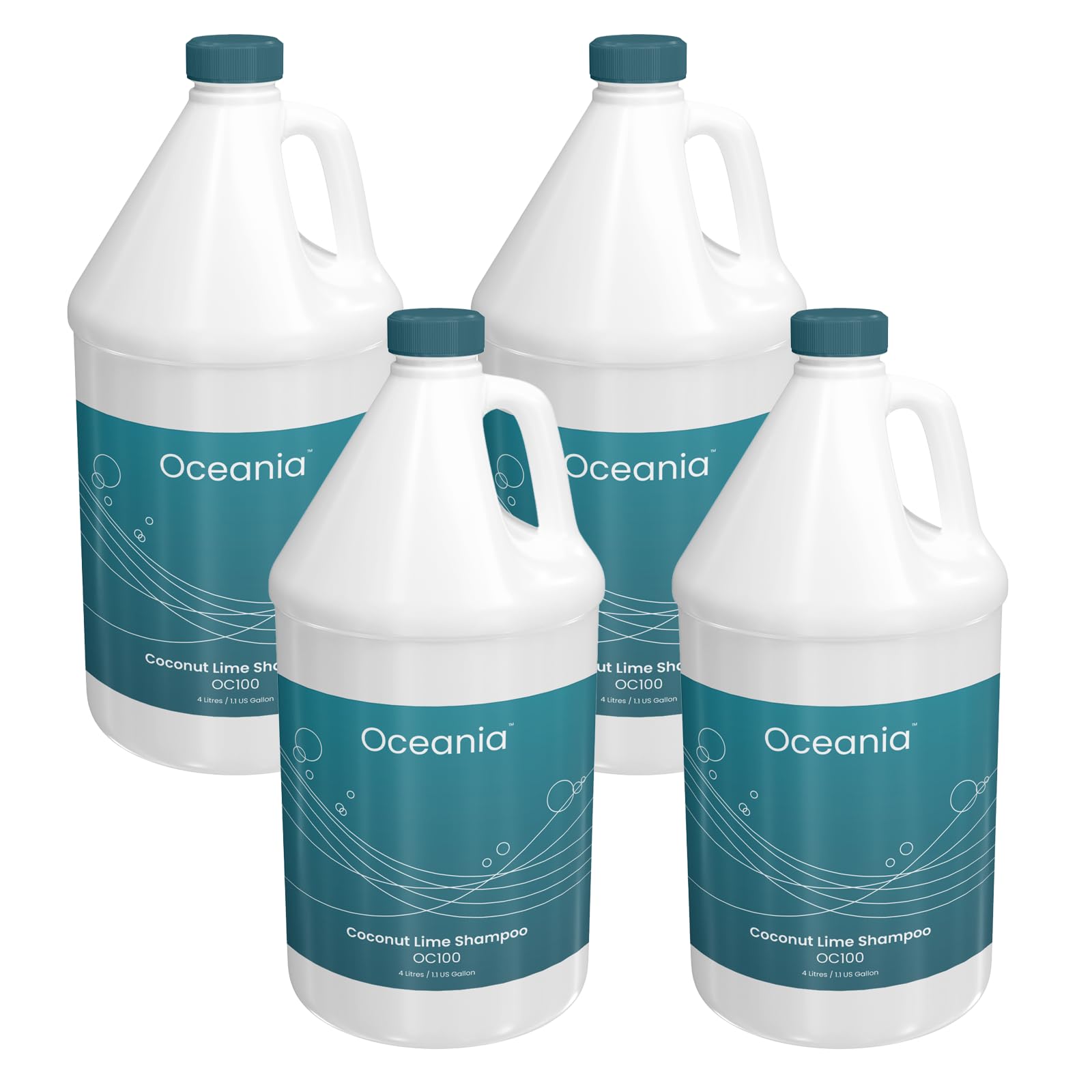 OceaniaCoconut Lime Sulfate and Paraben Free Bulk Shampoo Gallon (4 x 1 Gallons) Perfect For Gyms, Fitness Centers & Hotels