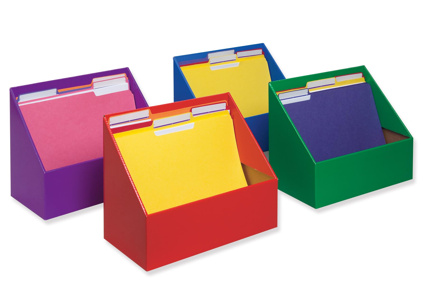 Classroom Keepers Folder Holder Assortment, Assorted Colors, 9-3/4"H x 12" W x 5-3/4"D, 4 Pieces, red, Green, Blue, and Purple - Image 2
