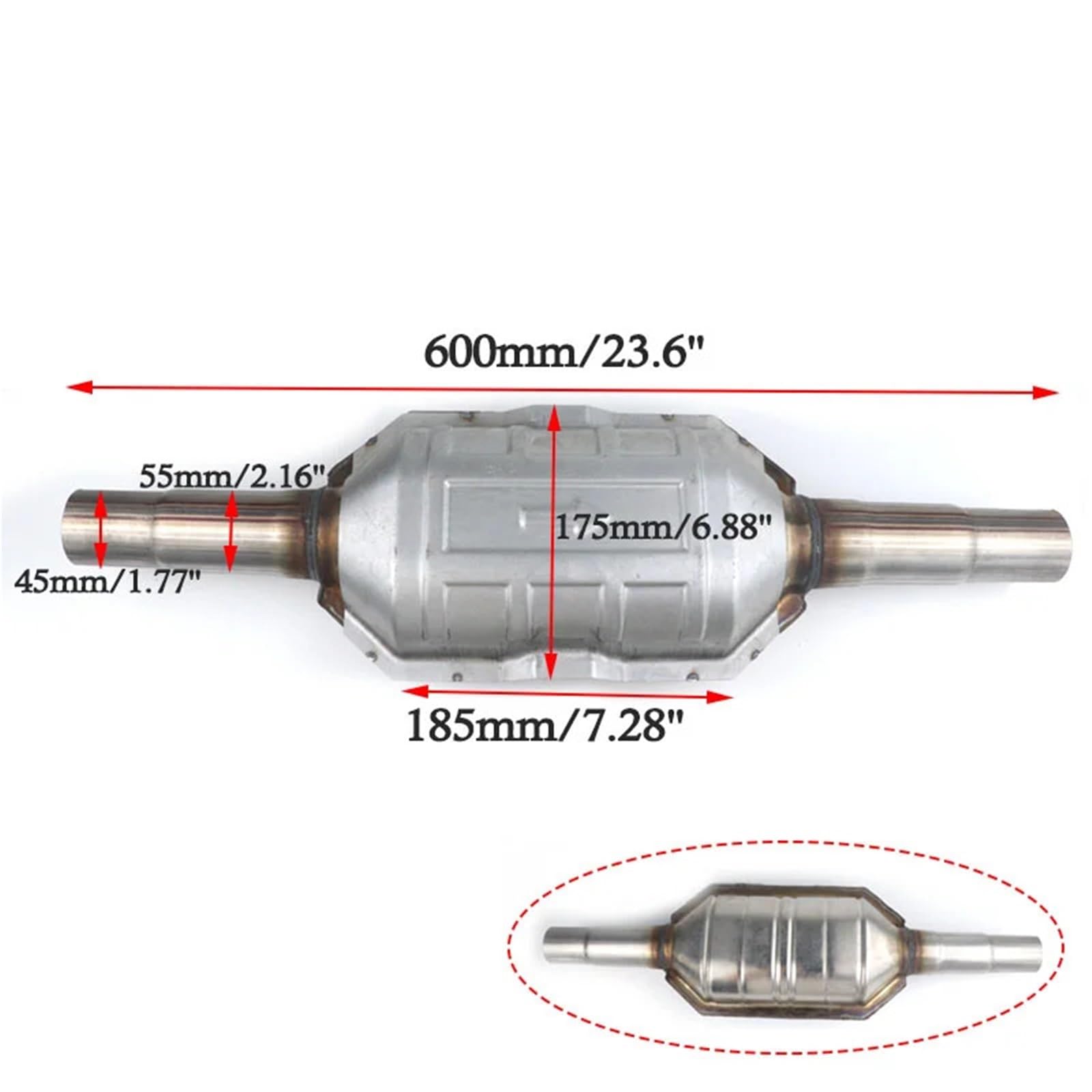 katalizator samochodowy Uniwersalne katalizatory samochodowe, wejście/wyjście 45-55 mm, długość 60 cm, układ wydechowy, tłumik, stal nierdzewna
