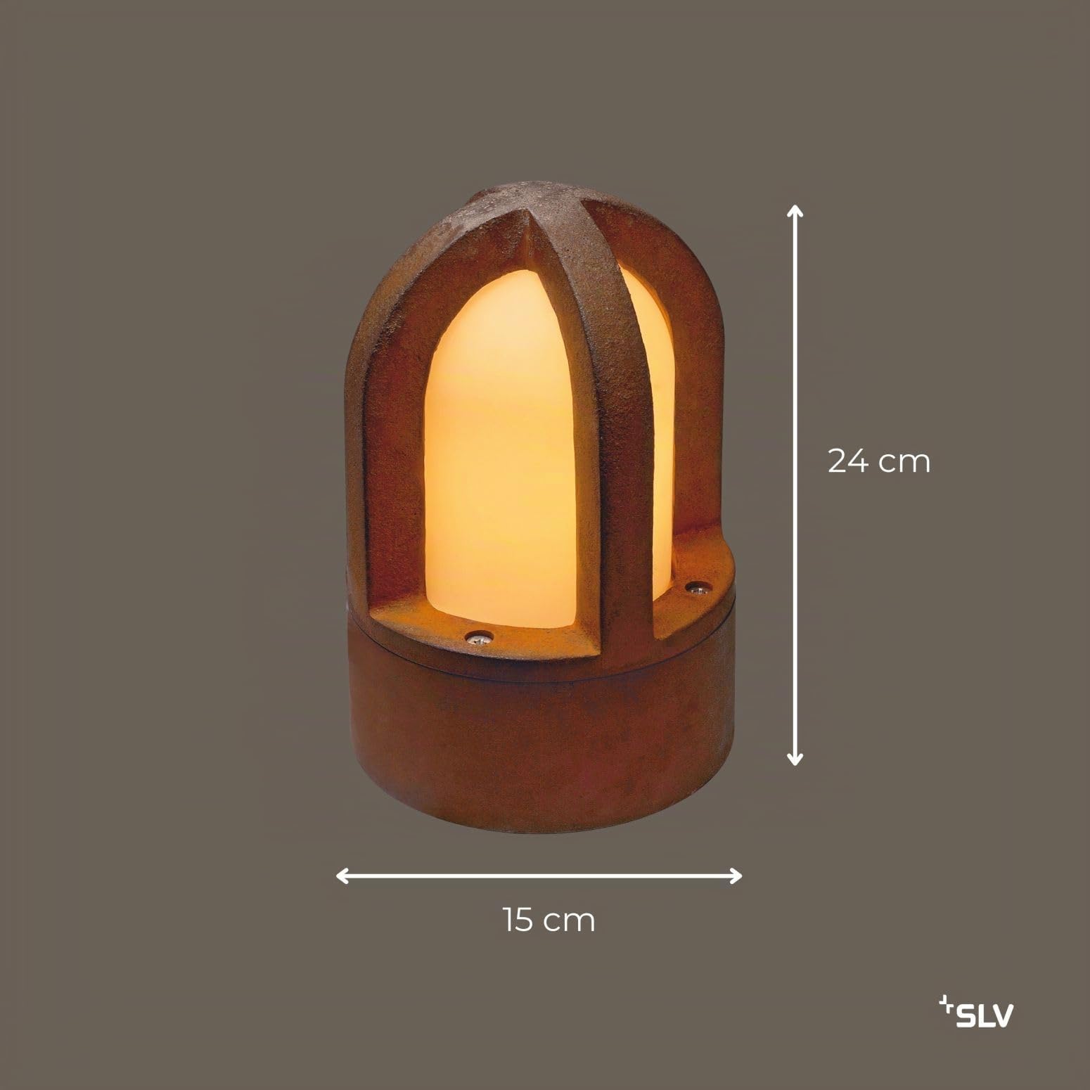 SLV RUSTY CONE 24 lampe sur pied extérieure E14 acier rouillé FeCSi IP54 Ø15cm H24cm – éclairage décoratif pour jardin, terrasse, allées – style unique, ampoule non incluse