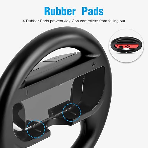 Miniatura 6 de Beastron Racing Games Steering Wheel compatible with Switch Mario Kart Joy-Con Steering Wheel Black 2 Pack