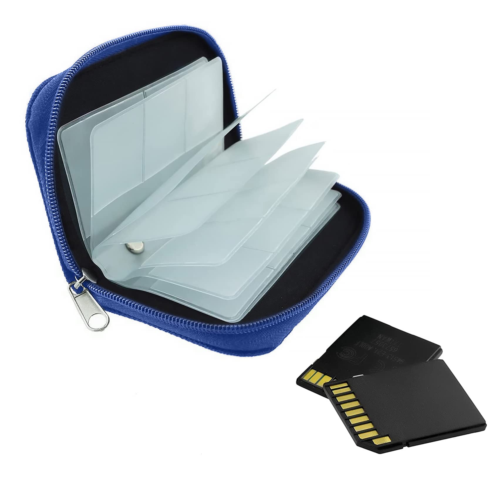 Porta Schede Memoria 22 Slot - Custodia Con Cerniera, Per SD, CF, Viaggi, Nero