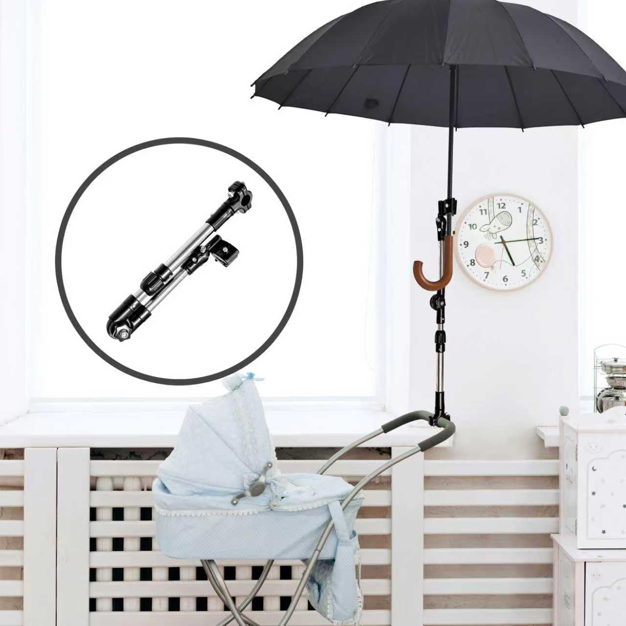 Adjustable Umbrella Holder Stand for Patio Outdoor Wrenches Universal Clip Wheelchair Umbrella Mount Holder for Stroller, Golf Cart, Beach Chair, Bicycle, Bleacher