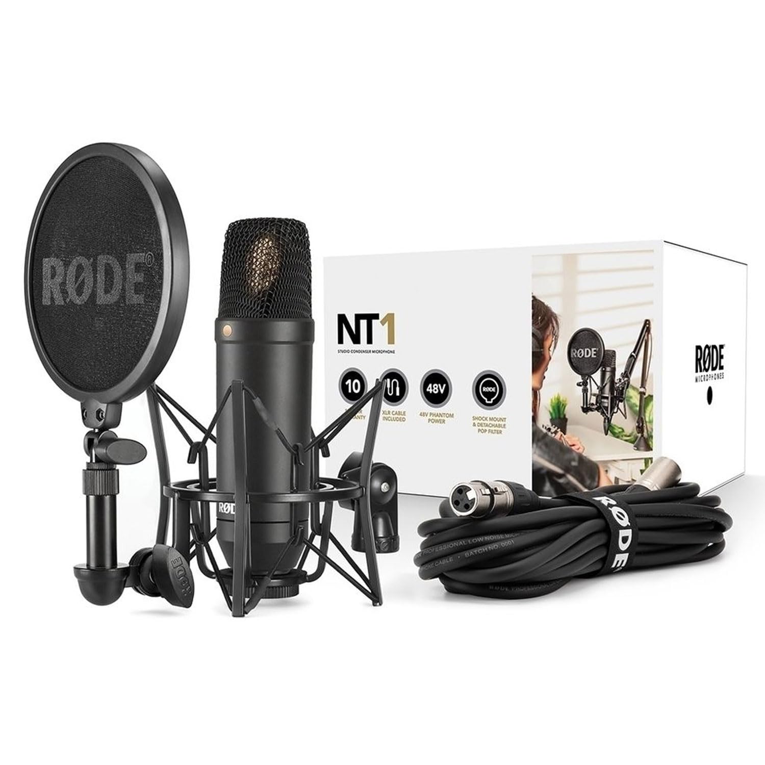 Rode NT1-Kit Studio-Mikrofon mit AI-1 Interface und keepdrum WS2 Popschutz