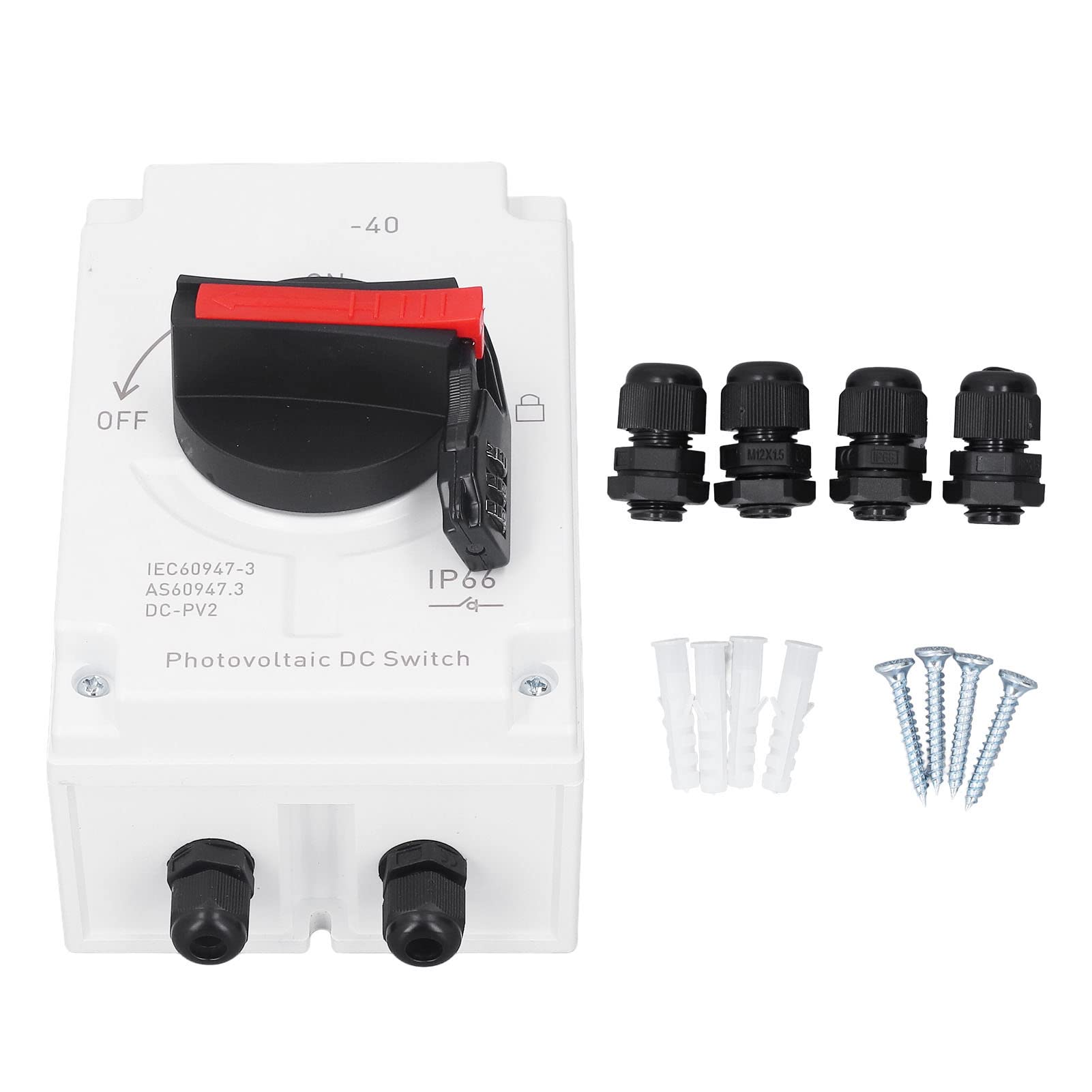 Interruttore CC Fotovoltaico DC1000V 32A, Interruttore Isolatore CC Fotovoltaico Sezionatore Isolatore IP66 Griglia di Estinzione Magnetico Impermeabile per Sistemi Solari