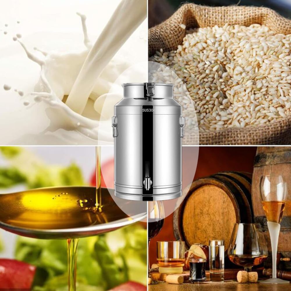 Milchkanne Edelstahl mit Hahn, Ölbehälter für Die Küche,Luftdichter Edelstahlbehälter mit Deckel für Die Küche | Luftdichter Aufbewahrungsbehälter with Trichter und Weinkelle Zur Aufbewahrung