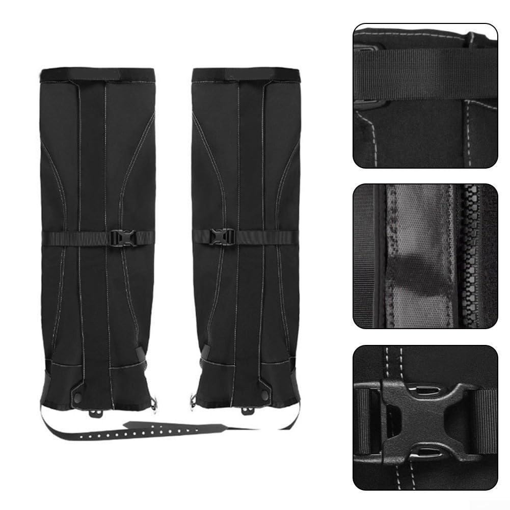 Ghette da trekking impermeabili resistenti leggings da neve in caldo pile interno per sci passeggiate all'aperto nero 56 cm