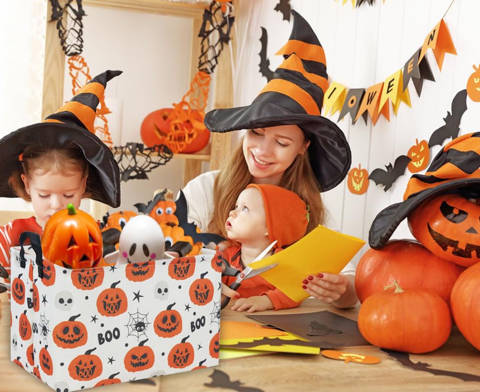 Image of Halloween Basket Pumpkin Baskets for Kids Trick or Treat Bins for Halloween Parties(Spider Halloween)