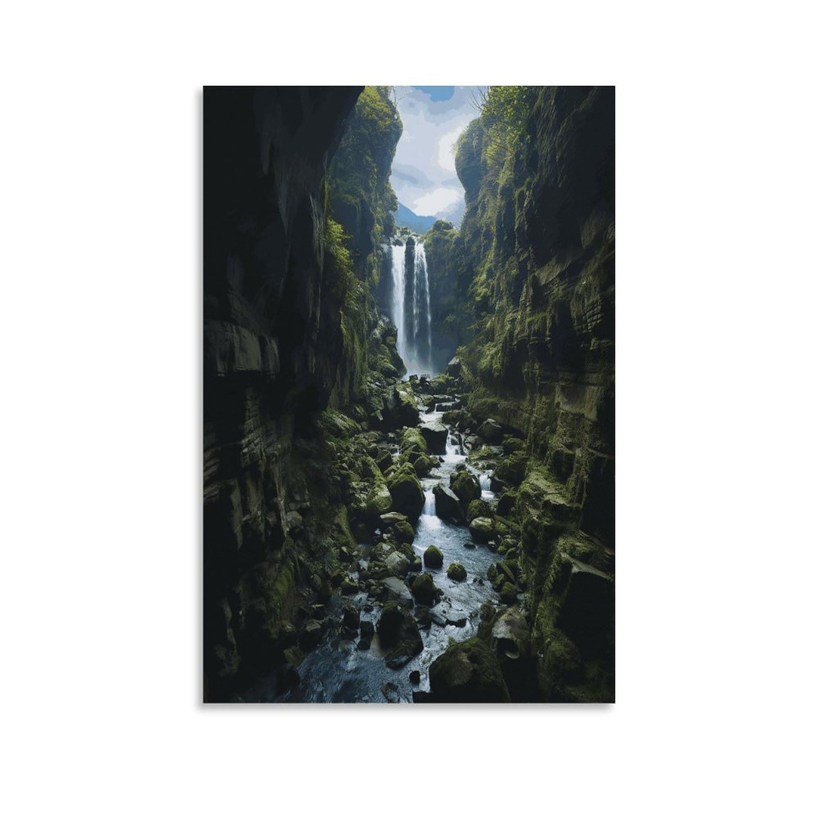 LDGSUPH Waterfall Cliff Canvas Wall Art Prints Hangable Decor Painting for Wall Prints Painting Artwork Modern Decorative Artwork Ready to Hang Wall Pictures for Home Decor 16x24inch(40x60cm)
