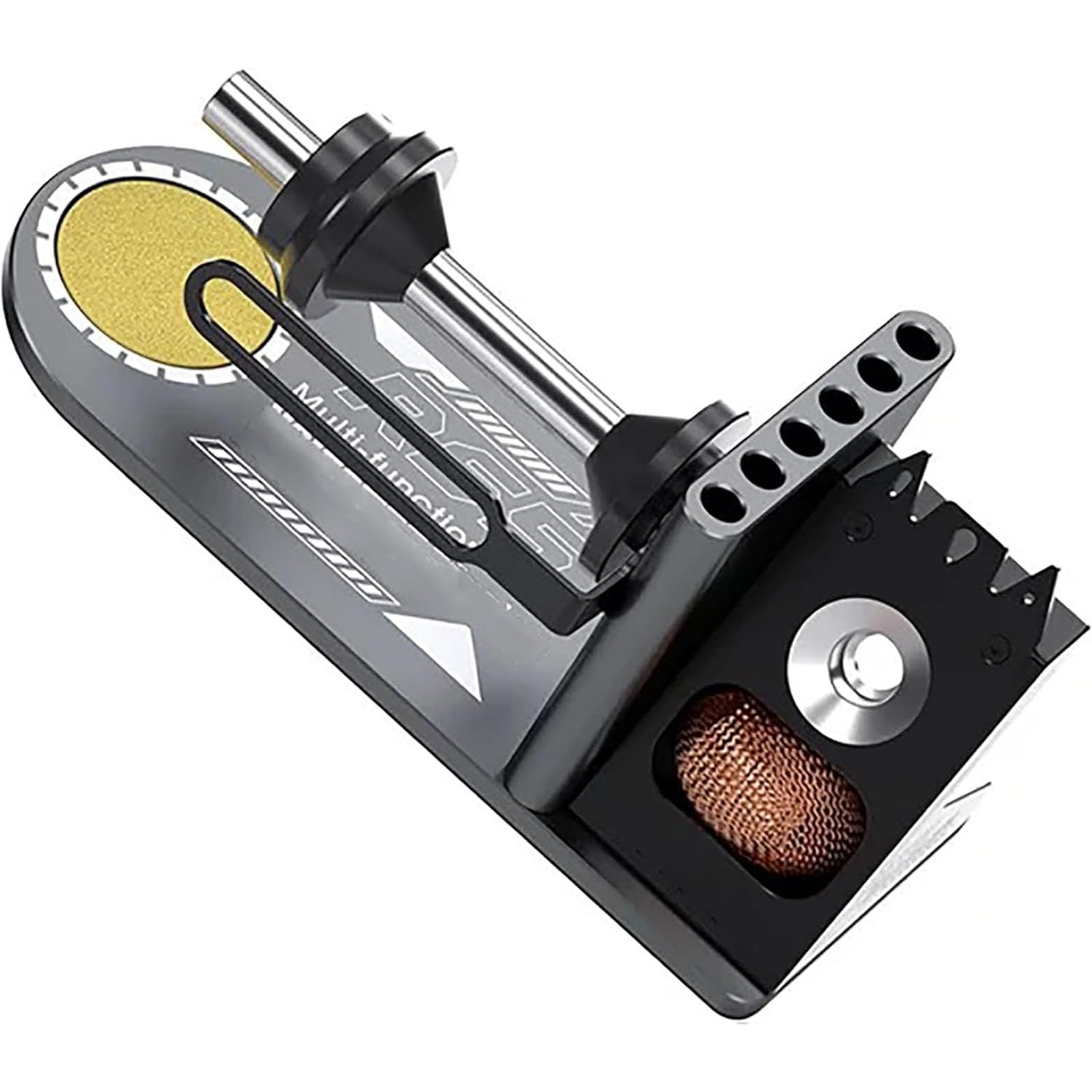 Station de soudure – Support de fer à souder en alliage d'aluminium avec 6 fentes de rangement pour pointe, support de bobine de fil à souder, laine de laiton et nettoyeur d'éponge pour réparation